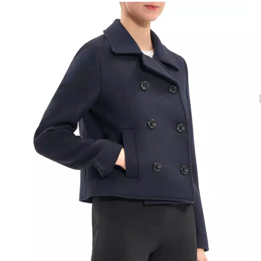 Theory Caterina Wool/Nylon BlackDouble Breasted Peacoat S